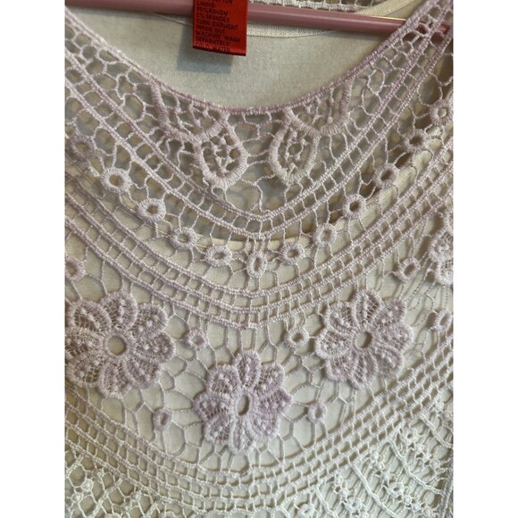 V Cristina Pink Ivory Ombre Crochet Top Small Vacation Boho Chic Sweater Beach - Picture 3 of 9